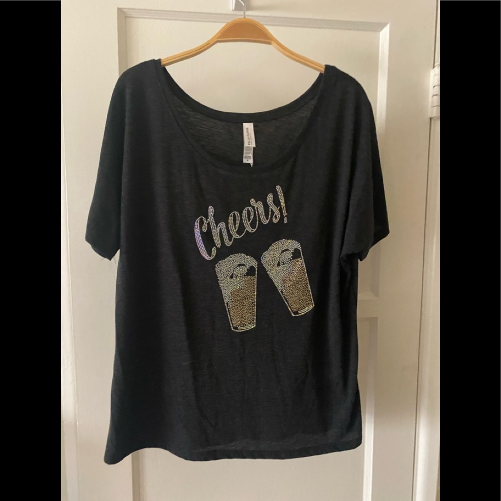 Bling Cheers and Beers Ladies Slouchy T-shirt